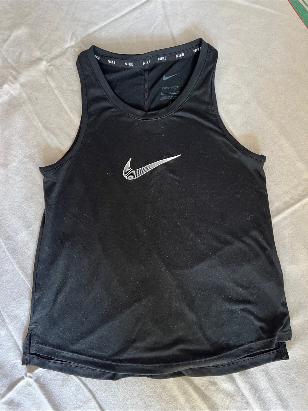 Nike Girls Dri-Fit  Black Tank with White Swoosh